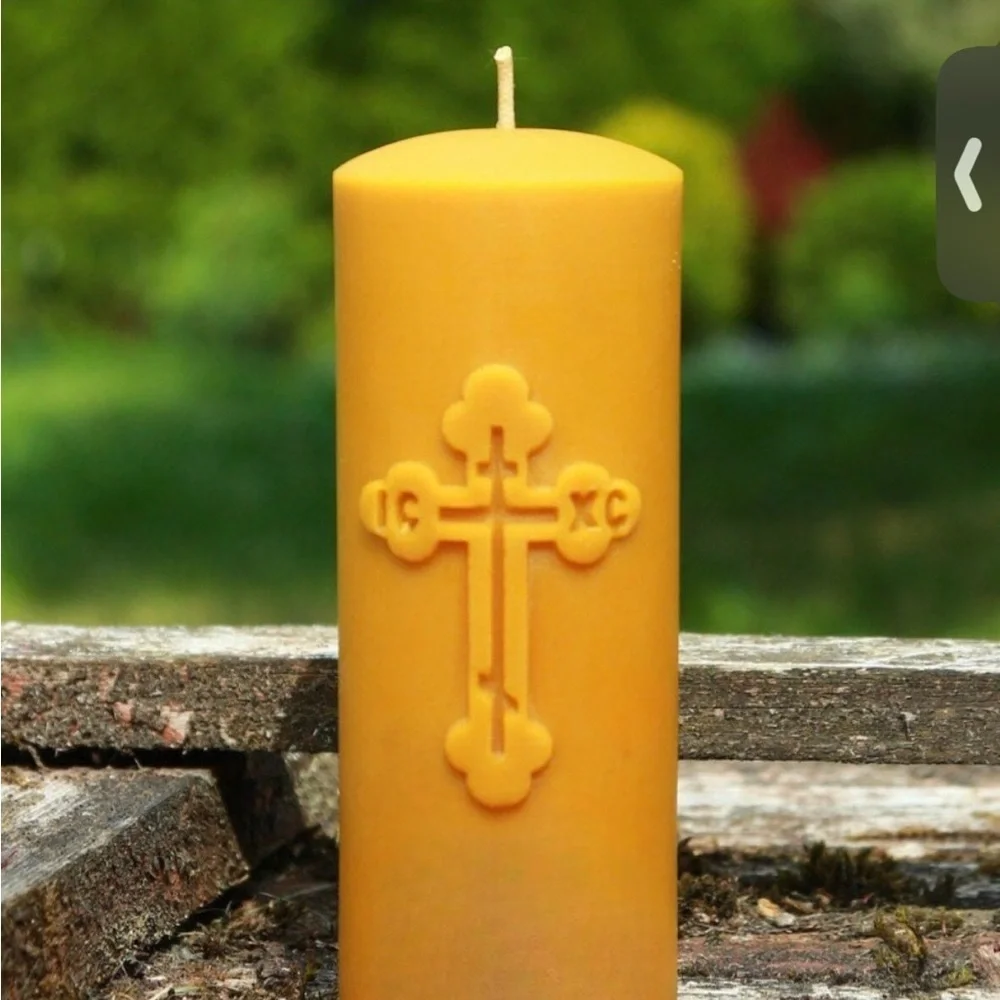 ORTHODOX CROSS PILLAR CANDLE.  Handmade  Large